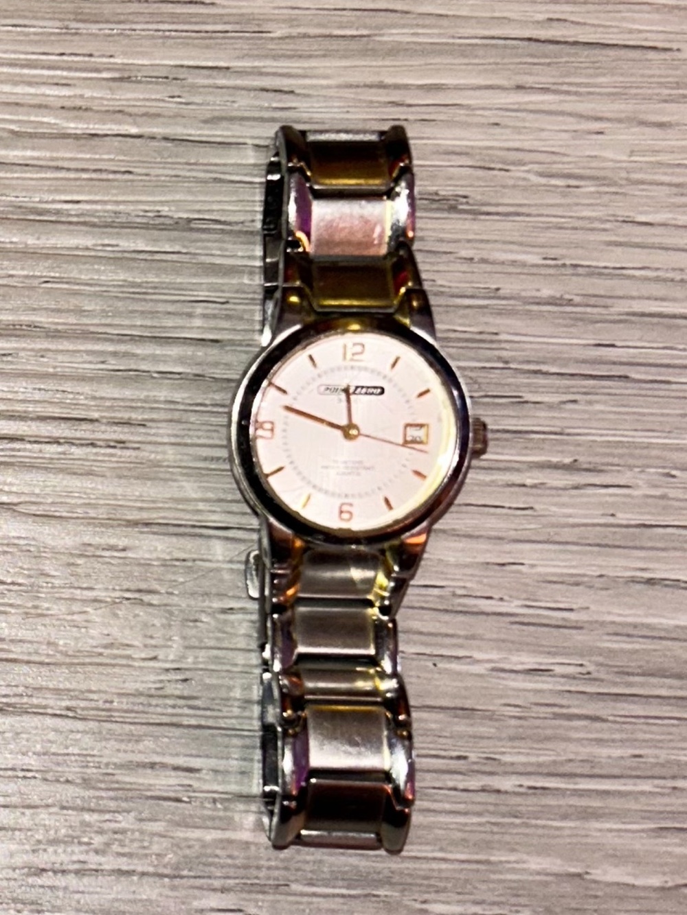 Vintage Slim Silver and Gold Two-Tone Round Dial Watch